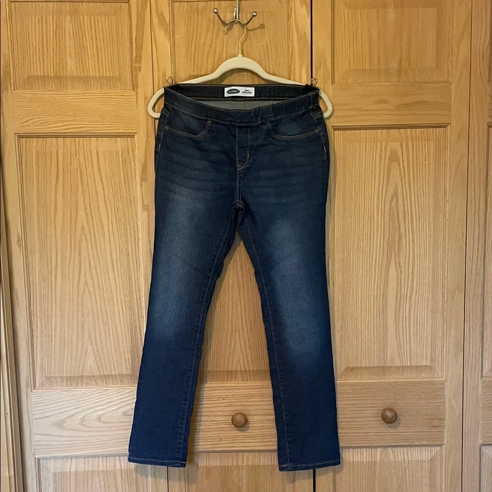 Old Navy Girls Dark Wash Blue Jeans Skinny Pull On Built-in Tough